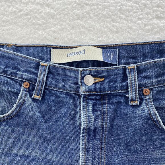 VTG Gap Jeans Men's 38x30 Blue Relaxed Fit Distressed Medium Wash Denim USA Y2K - Picture 3 of 15